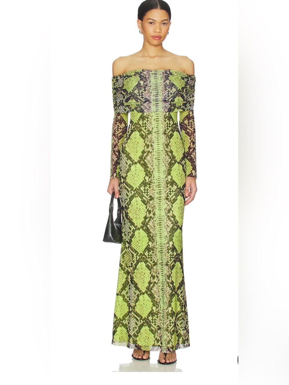 AFRM Thelma Dress in Lime Snake